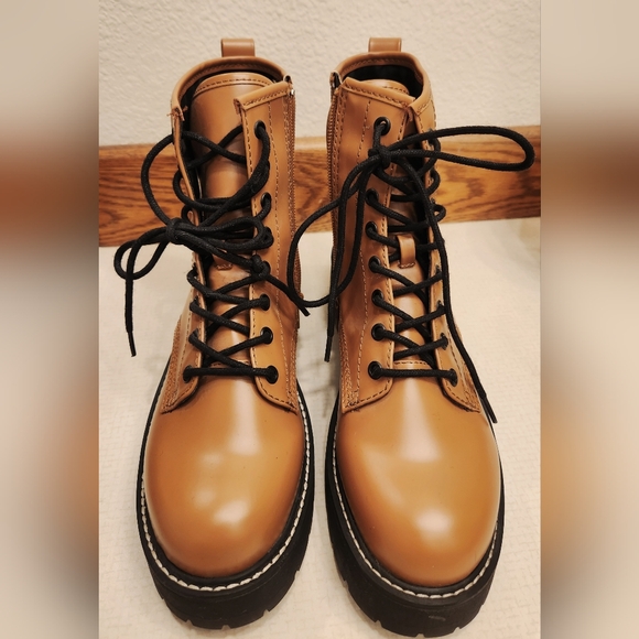 Madden Girl Tan Lace-Up Boots - Picture 1 of 7